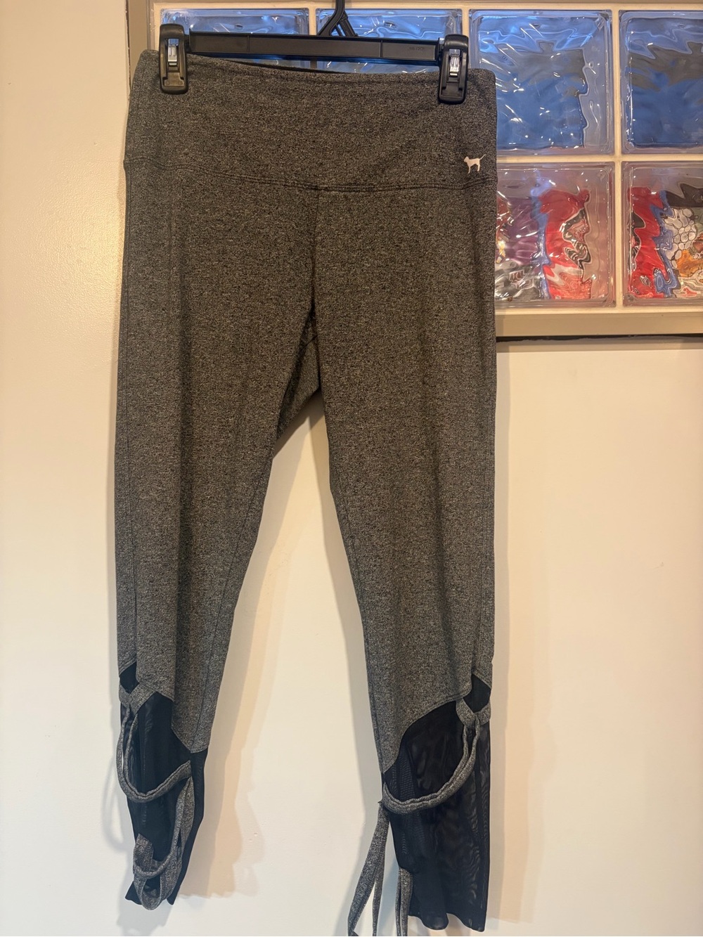 PINK Victoria's Secret Gray Leggings with Black Mesh